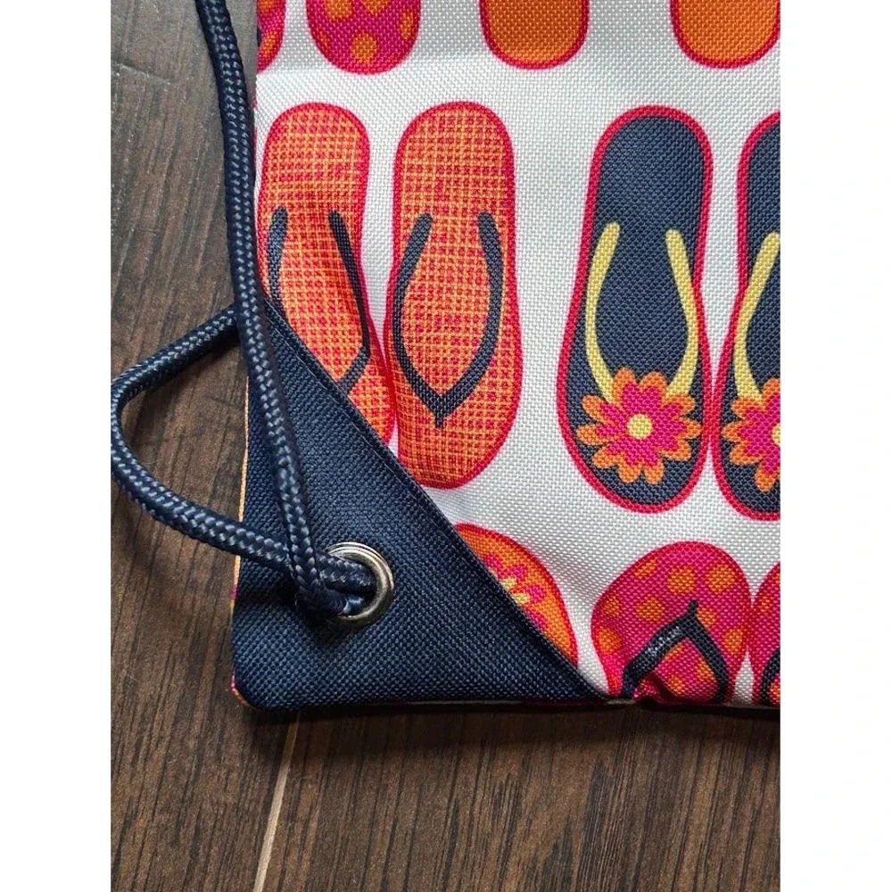 Thirty One Flip Flops Drawstring Backpack‎ Front Zipper Thermal Beach Pool Bag